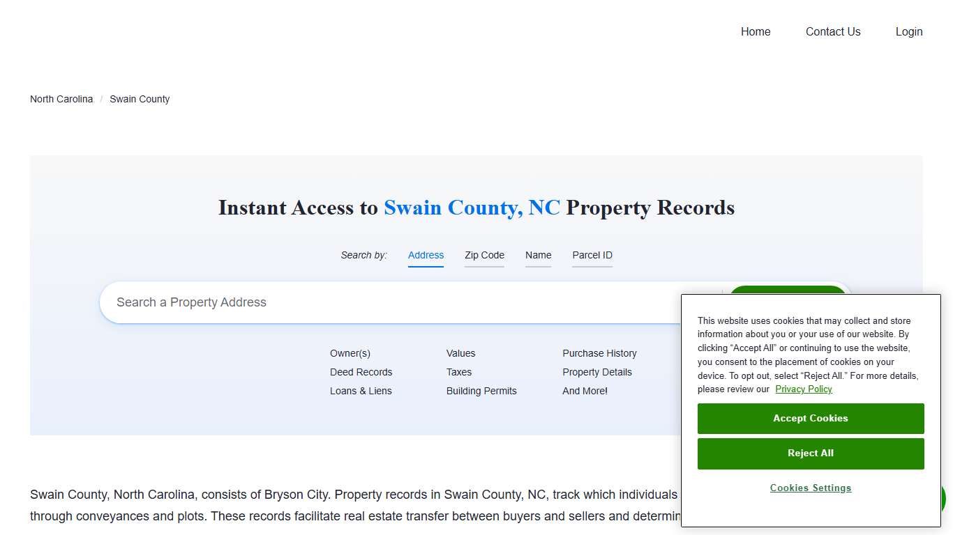 Swain County Property Records Owners, Deeds, Permits